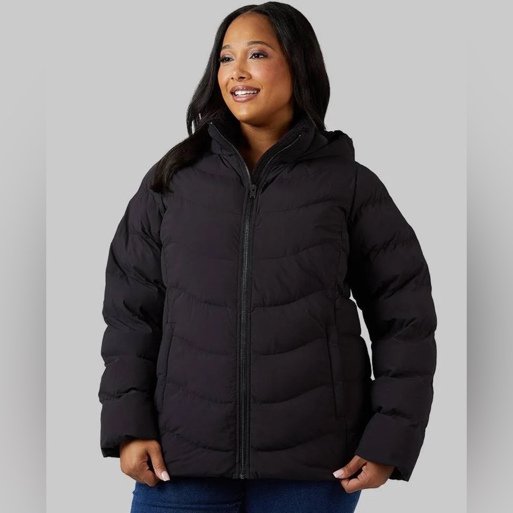 32 Degrees heat Black Puffer Jacket with Hood - Women’s L new